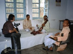 Kesar Prasad Mishra with other sarangiyas at the Bhatkhande College